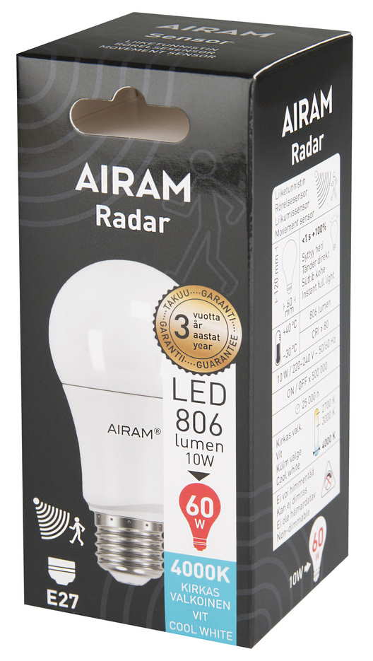 LED 10W/840 E27 A60 CL RADAR - Lamput E27 kanta - 6435200216595 - 1