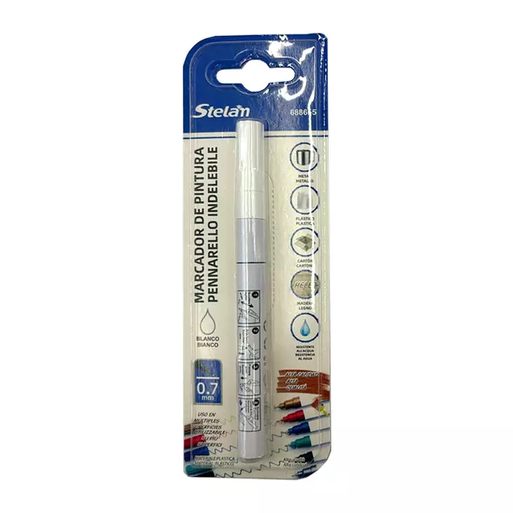 Maalikynä, valkoinen 0,7mm - Yleiset konttoritarvikkeet - 6438506012755 - 1