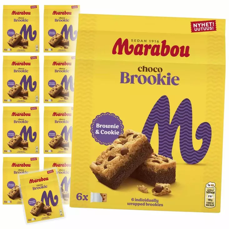Marabou Brookie leivonnainen 10pss x132g/pss - Leivät, keksit ja leivonnaiset - 838085 - 1