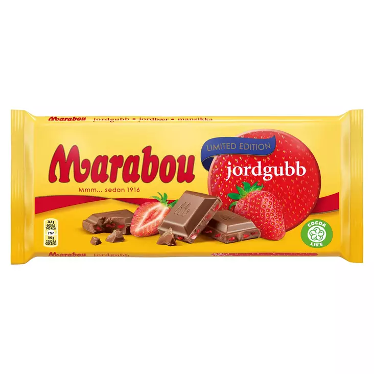 Marabou Mansikka suklaalevy 185g - Suklaat - 7622201754945 - 1