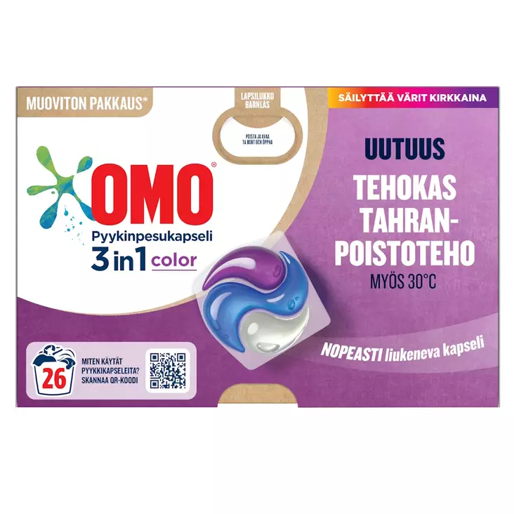 Omo 3in1 pyykinpesuainekapseli 26kpl - Pyykinpesujauheet - 8720181355745 - 1
