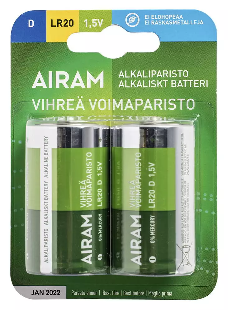 PARISTO D/LR20 2KPL VIHREÄVOIMA - Sormiparistot - 6435200192455 - 1