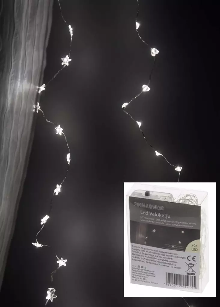 PARISTOVALO 20 LED Hopea - Valosarjat paristokäyttöiset - 6410412544155 - 1