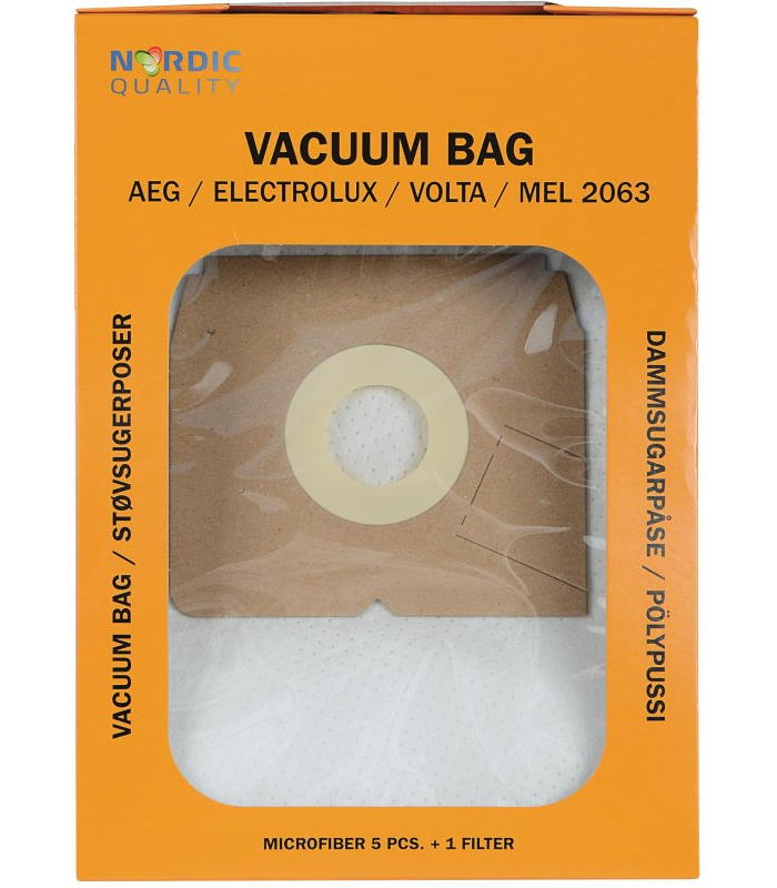 Pölynimuripussit, 5 kpl. + 1 filter MEL 2063 Nordic Quality Vacuum - Pölypussit ja suodattimet - 5706470076365 - 1