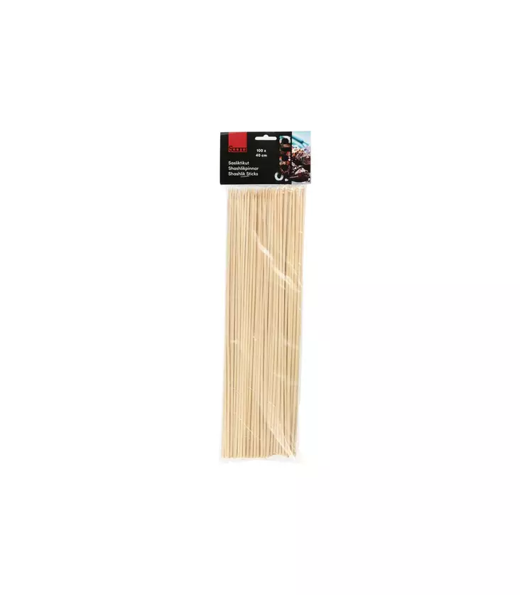 Sasliktikut 40 cm 100 kpl - Varrastikut, makkara- ja paahtamistikut - 6410411680465 - 1
