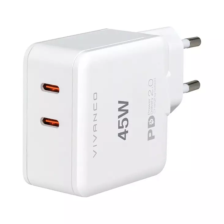 Vivanco seinälaturi 45W 2x USB-C PD - Laturit, kaapelit ja varavirtalähteet - 4008928631975 - 1