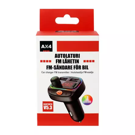AX4 Autolaturi FM-lähetin 3xUSB - Tupakansytyttimet - 6418536034736 - 2