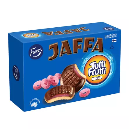 Fazer Jaffa Tuttifrutti Rings keksi 300g - Leivät, keksit ja leivonnaiset - 6416453555396 - 1