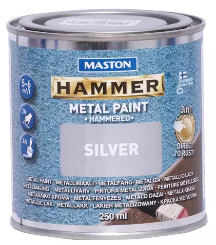 METALLIMAALI HAMMER VASARALAKKA HOPEA 250ML MASTON - Metallimaalit - 6412498870036 - 1