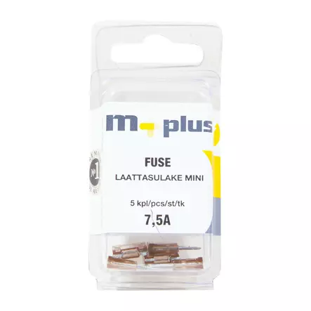 M+ LAATTASULAKE 7,5A 5 KPL MINI - Sulakkeet ja sulakerasiat - 6417196696926 - 1