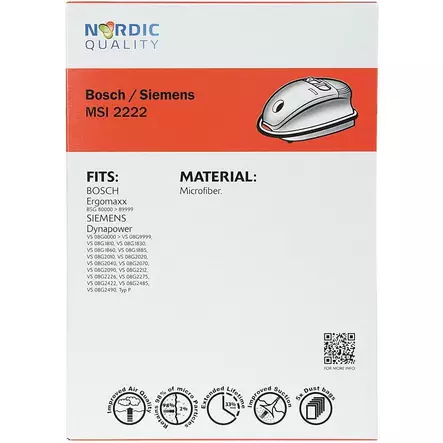 Pölypussit, 5 kpl MSI 2222 Nordic Quality Vacuum - Pölypussit ja suodattimet - 5706470076396 - 2