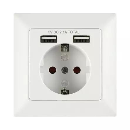 Tarmo Pistorasia 2 x USB + schuko - Pistorasiat, haaroittimet ja kytkimet - 6410413209176 - 1