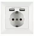 PISTORASIA 2xUSB+SCHUKO TARMO 3680W / 5V DC 2,1A - Pistorasiat, haaroittimet ja kytkimet - 6410413209176 - 1