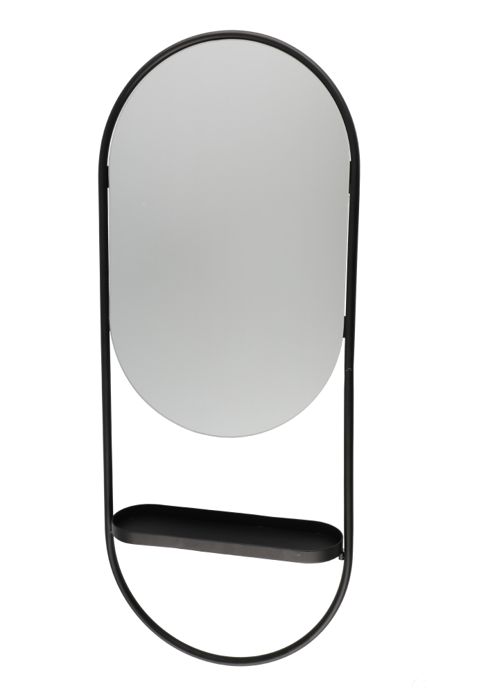Ovaalin muotoinen peili ja pieni hylly. Painoraja 1kg. - Kylpyhuonepientarvikkeet - 6410413326866 - 1