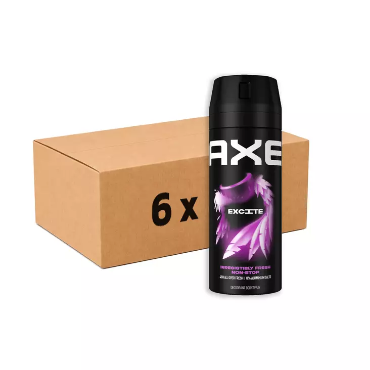 6 x Axe Excite deo vartalosuihke 150 ml - Miesten deodorantit - 8720181028755R6 - 1