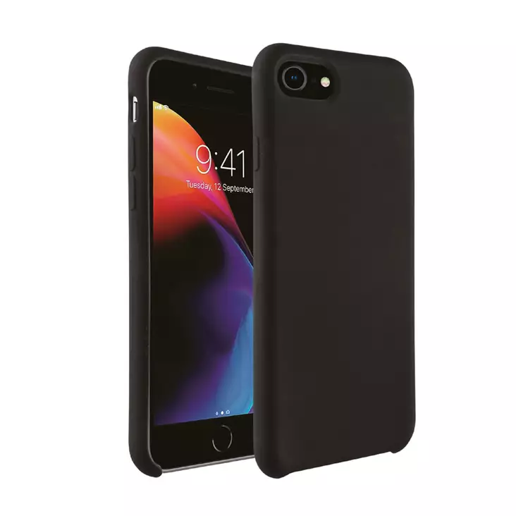 Silikoni suojakuori iPhone SE/8/7/6 Must - Puhelimet ja puhelintarvikkeet - 4008928617146 - 1