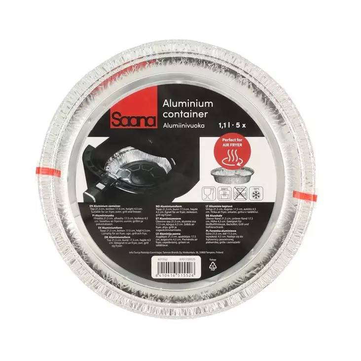 Alumiinivuoka ilmafriteerauskeittimeen pyöreä - Alumiinifoliot ja -vuoat - 6410416515526 - 1