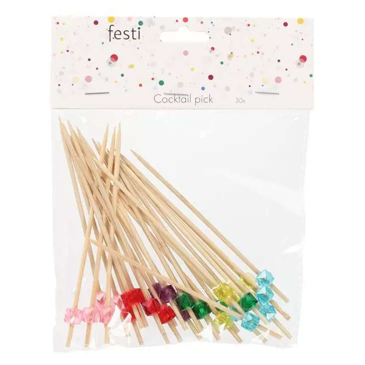 Cocktailtikku timantti 30kpl - Vappukoristeet ja -tarvikkeet - 6410416464206 - 1