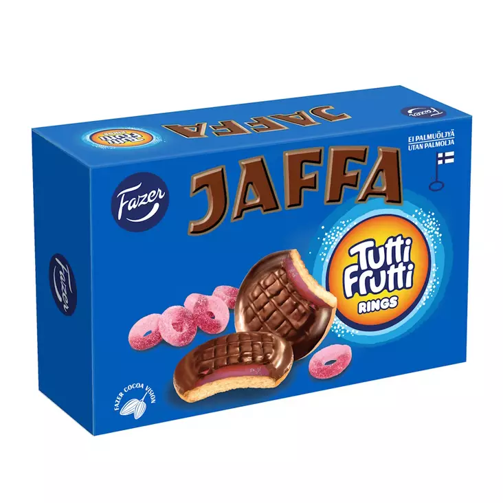 Fazer Jaffa Tuttifrutti Rings keksi 300g - Leivät, keksit ja leivonnaiset - 6416453555396 - 1