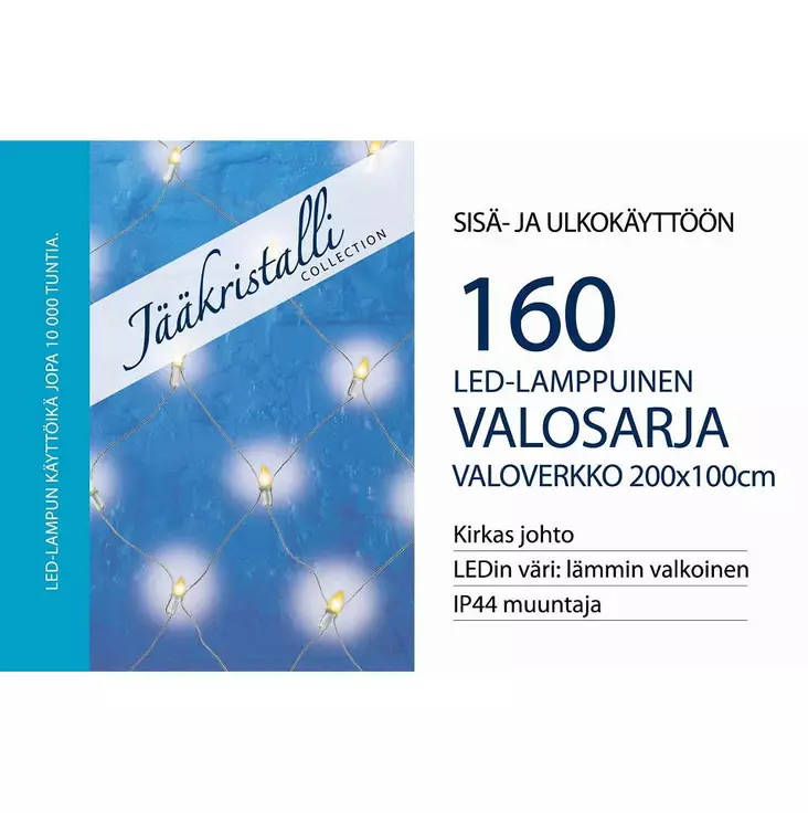 JÄÄKRISTALLI VALOVERKKO 160 LED LÄMMIN V - Valosarjat verkkovirta - 6438159522816 - 1