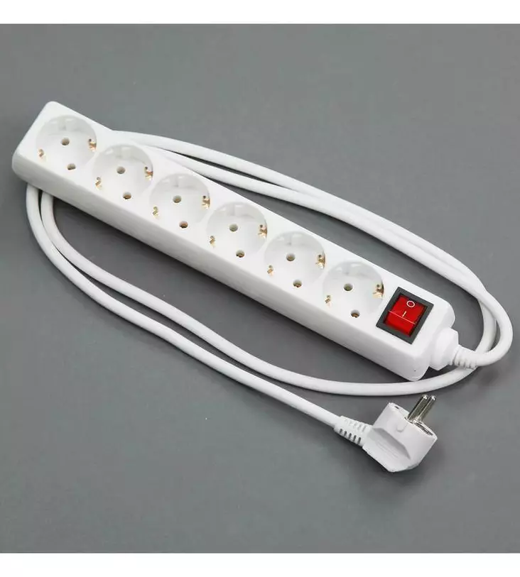 JATKOJOHTO 6-OSAINEN 1,5M KATKAISIJALLA MAADOITETTU VALKOINEN - Jatkojohdot, kaapelikelat ja tarvikkeet - 6438140266156 - 1