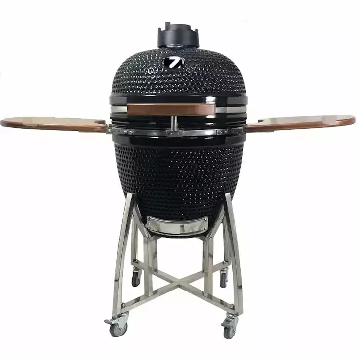 Keraaminen kamado-grilli mustalla pinnalla. - Hiiligrillit ja pallogrillit - 6438014338316 - 1