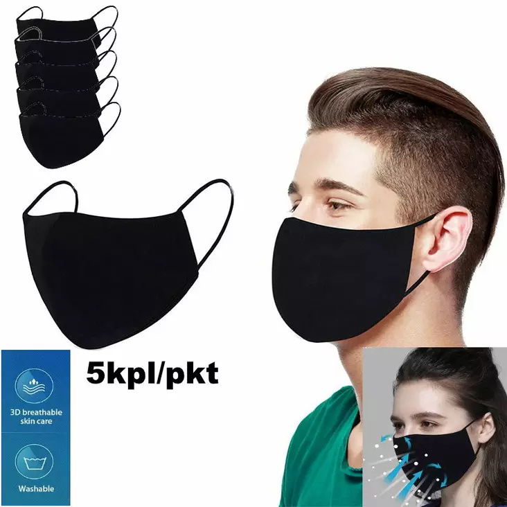 KANGASMASKI 5KPL MUSTA/ MUSTAVALKOINEN - Työsuojaimet - 6438042008366 - 1