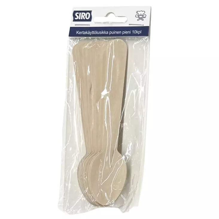 Kertakäyttölusikka pieni 10kpl puinen - Kertakäyttöaterimet - 6438168116006 - 1