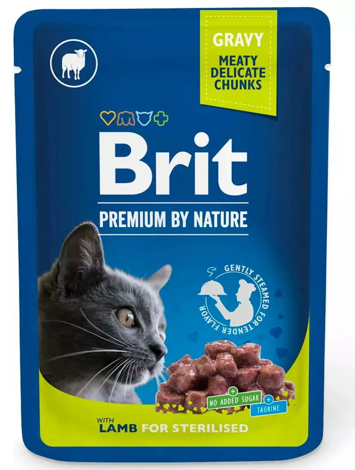 KISSANRUOKA BRIT CAT sterilisoiduille lammasta 100G - Kissanruoat ja herkut - 8595602548446 - 1