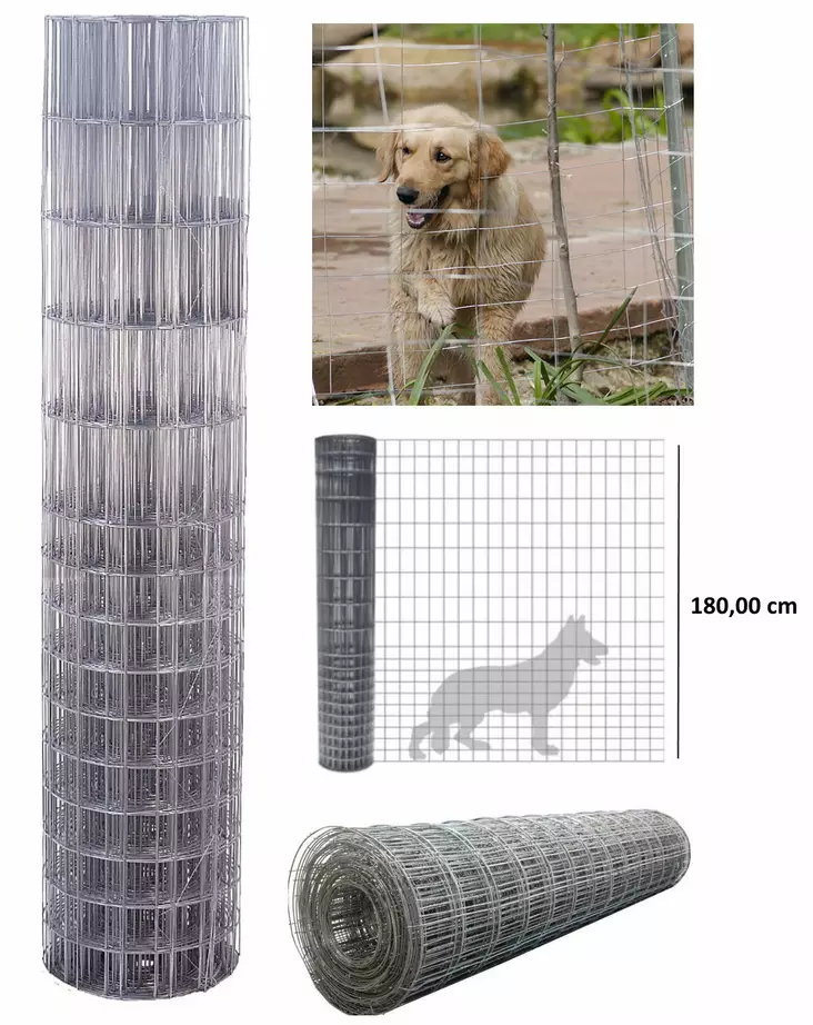 Koiraverkko galvanisoitu 1.80 x 30,0m 2,2mm Alaspäin tihenevä - Koiraverkot - 6438159198516 - 1