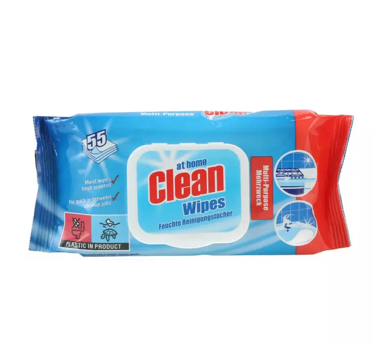 Kostea puhd.liinat 55kpl At Home - Kertakäyttösiivousliinat - 8718924873946 - 1