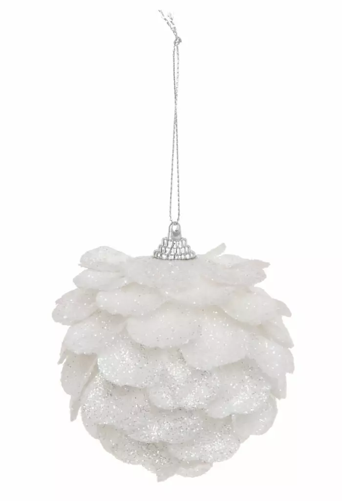 KUUSENPALLO LUMIKÄPY 8CM 4KPL - Kuusenpallot ja ripustettavat koristeet - 6410413071506 - 1