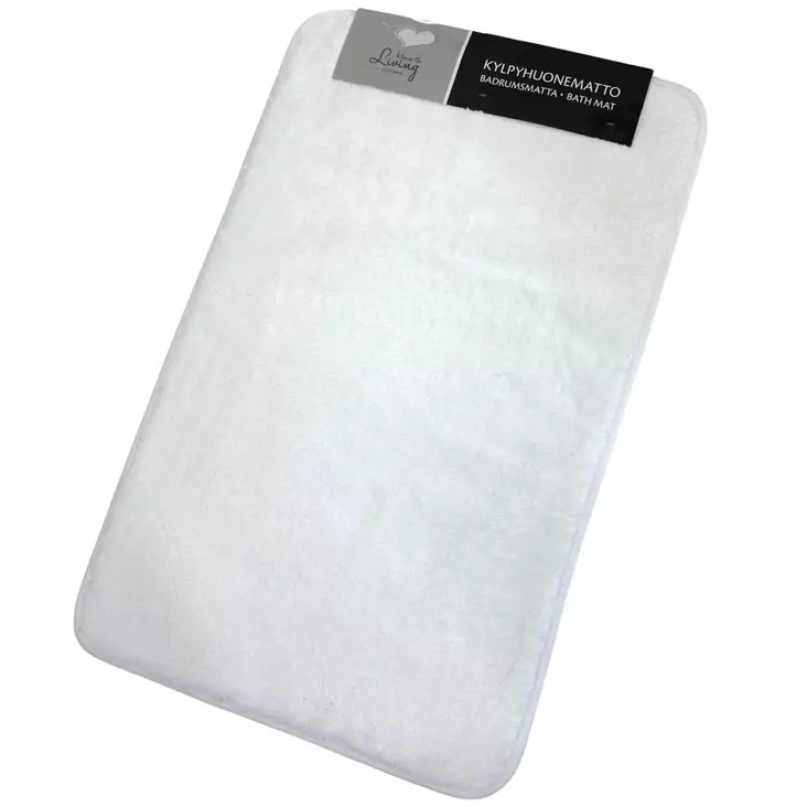 Kylpyhuonematto 50 x 80cm valkoinen - Kylpyhuonematot - 6438159369626 - 1