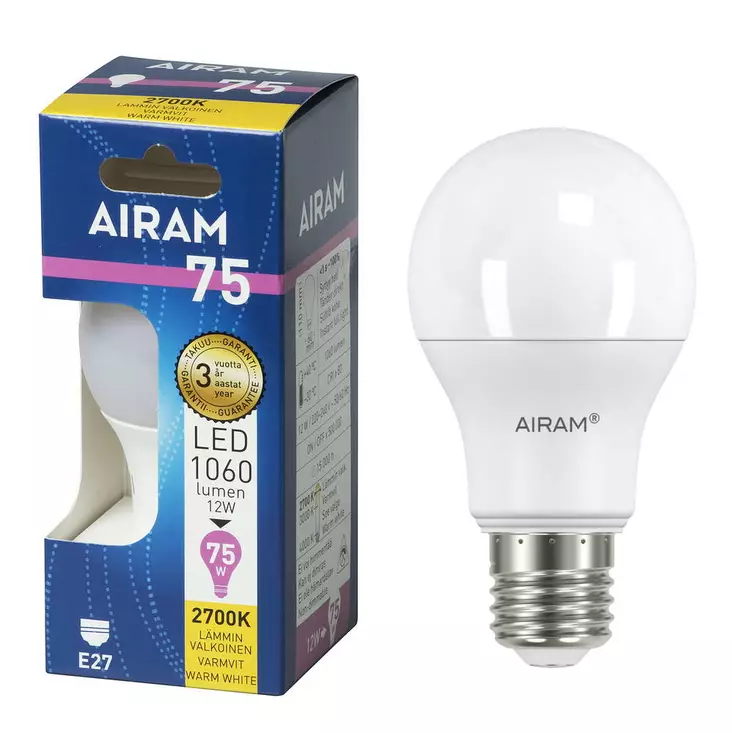 LED 12W E27 1060LM AIRAM - Lamput E27 kanta - 6435200242426 - 1