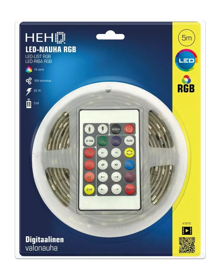 Led valonauha v=C3=A4rik=C3=A4s valonauha kaukos=C3=A4=C3=A4timell=C3=A4=
- LED valonauhat - 6438152076156 - 1