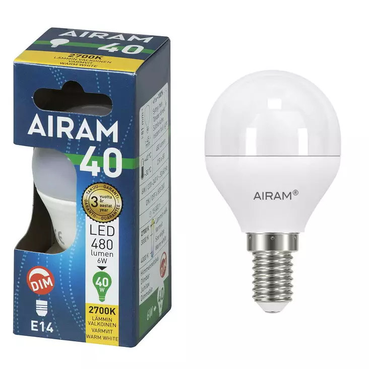 LED OP P45 6W/827 E14 DIM BX - Lamput E14 kanta - 6435200244376 - 1