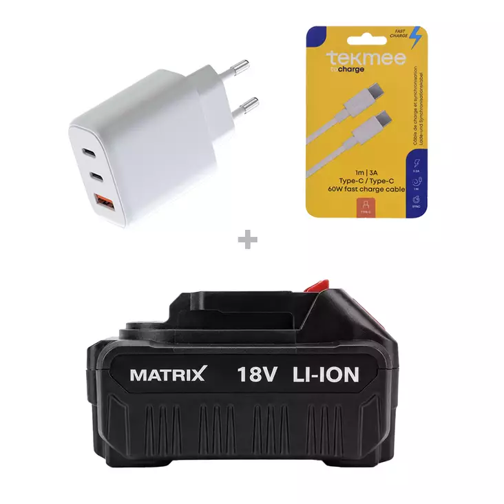 Matrix 18 V akku + USB-laturi ja kaapeli - Työkaluakut ja -laturit - 840026 - 1