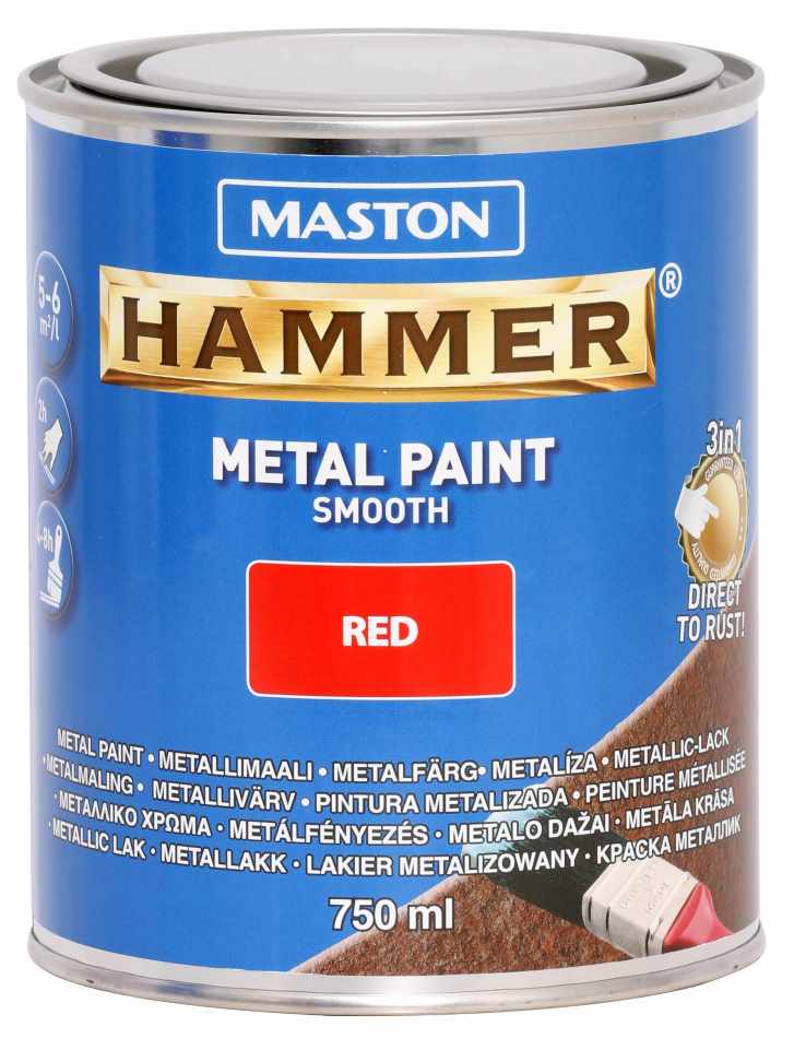 METALLIMAALI HAMMER SILEÄ PUNAINEN 750ML MASTON - Metallimaalit - 6412490017576 - 1