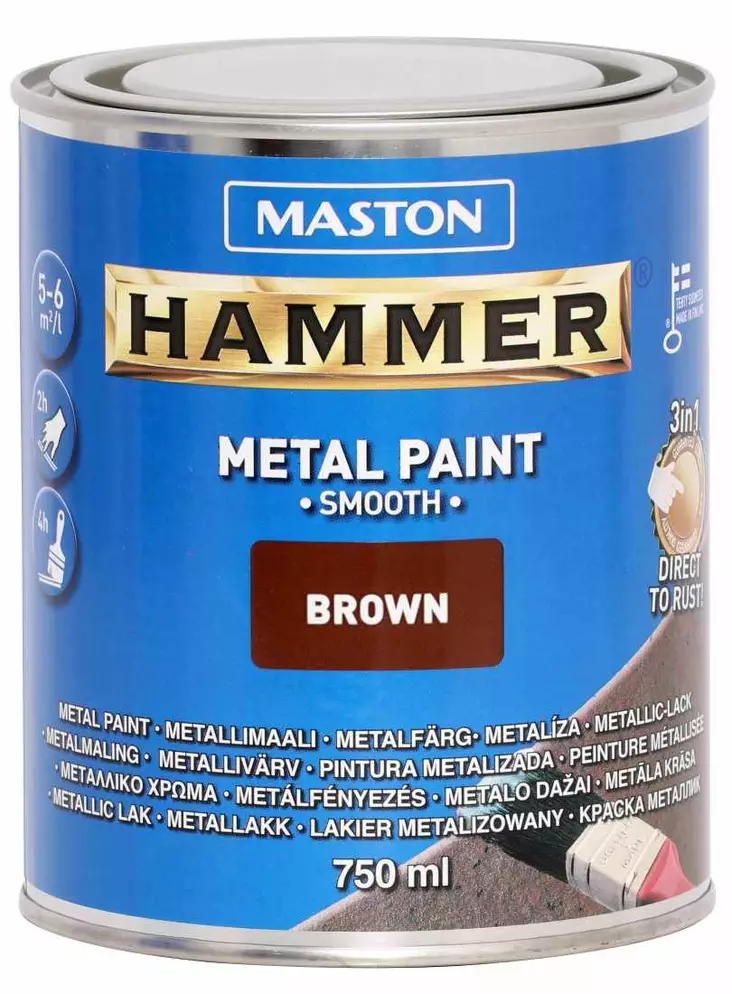 METALLIMAALI HAMMER SILEÄ RUSKEA 750ML MASTON - Metallimaalit - 6412490012106 - 1