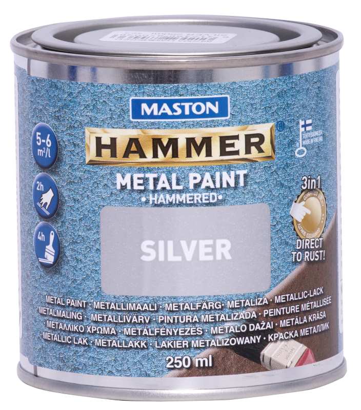 METALLIMAALI HAMMER VASARALAKKA HOPEA 250ML MASTON - Metallimaalit - 6412498870036 - 1