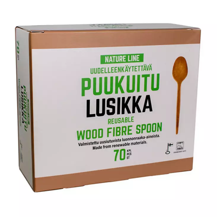 PUUKUITU RUOKALUSIKKA 70KPL / 17CM - Kertakäyttöaterimet - 6430077240186 - 1