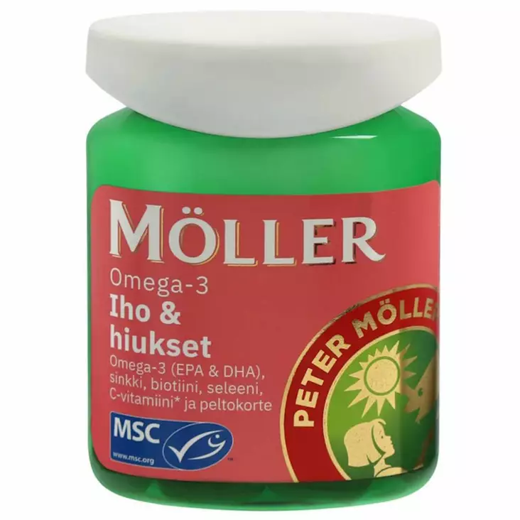 Ravintolisä Möller Omega-3 Iho & Hiukset 60 kapselia - Ravintolisät ja vitamiinit - 5702071389286 - 1