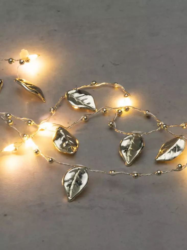 PARISTOVALOSARJA 20LED Lehdet Kulta - Valosarjat paristokäyttöiset - 6410413306356 - 1