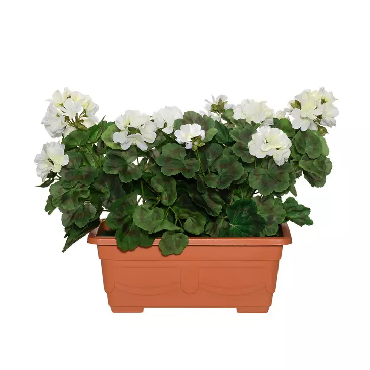 PELARGONIA Parvekeruukussa valk - Tekokasvit ja muovikukat - 6410416319896 - 1