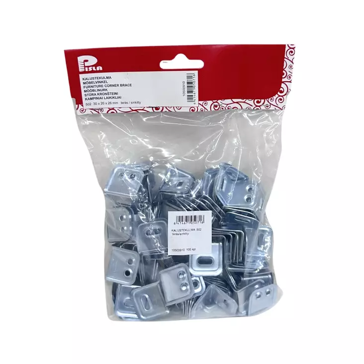 Tukeva kalustekulmarauta sinkitystä teräksestä. - Naulauslevyt ja kulmalevyt - 6414671050716 - 1