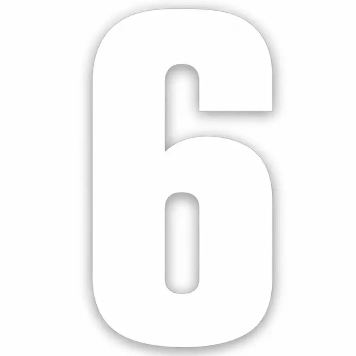 Pisla numerotarra 6 valkoinen 17cm - Talonumerot ja -kirjaimet - 6414676007876 - 1