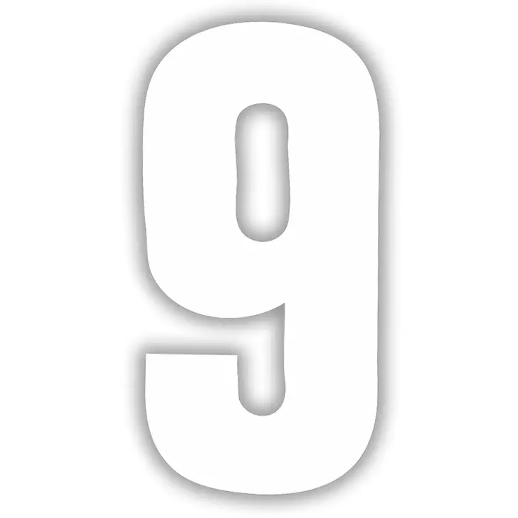 Pisla numerotarra 9 valkoinen 17cm - Talonumerot ja -kirjaimet - 6414676007906 - 1