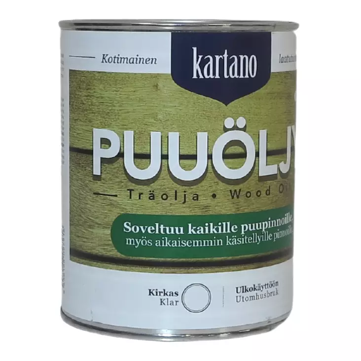 Puuöljy 0,9L kirkas Kartano - Puuöljyt ja puunsuoja-aineet - 6438168097916 - 1