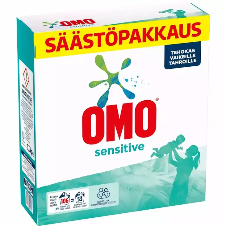 Hajusteeton pyykinpesujauhe omo pesuaine allergia - Pyykinpesujauheet - 8712561421546 - 1