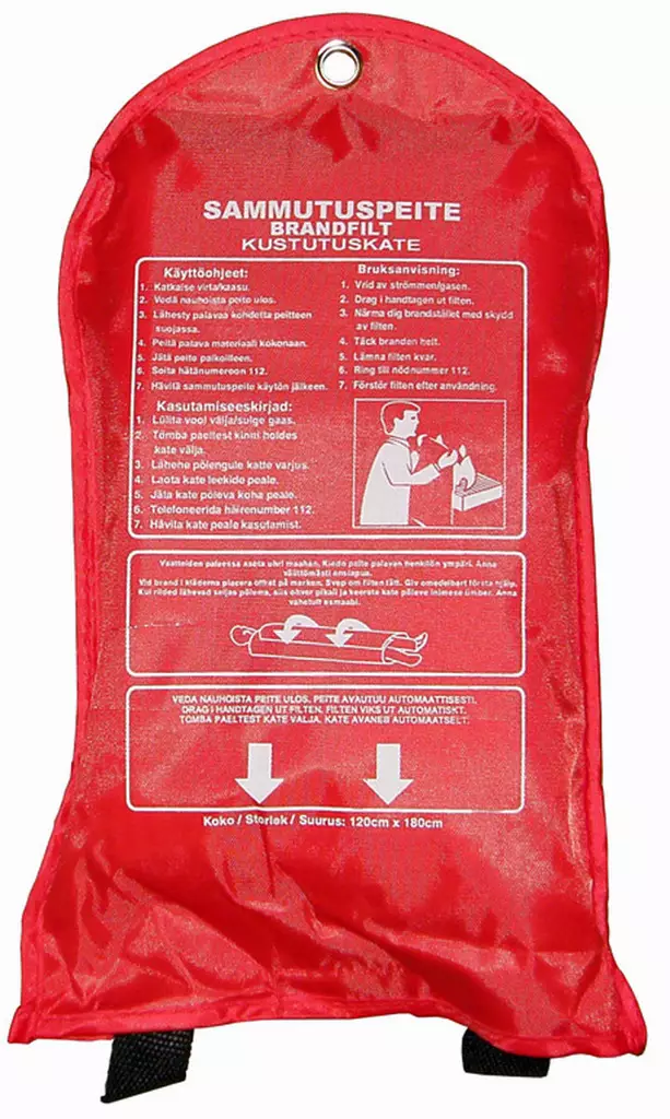 SAMMUTUSPEITE HARJU 1,2X1,8M PUNAINEN - Sammutuspeitteet ja sammutusvälineet - 6438140936066 - 1